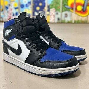 Air Jordan 1 Mid Basketball Shoes‎ Kids Sneakers Royal Blue Black White